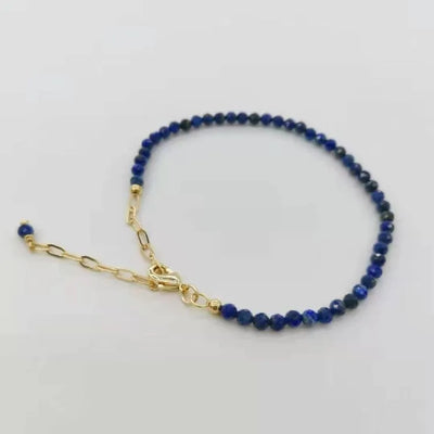Pulsera ajustable de lapislázuli facetado