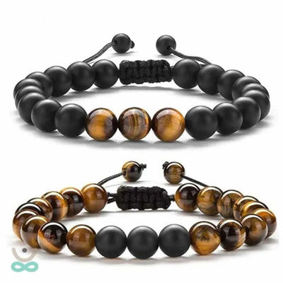 Pulsera ajustable de ojo de tigre y obsidiana: un amuleto de poder y protección