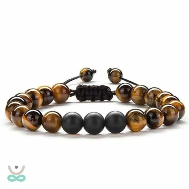 Pulsera ajustable de ojo de tigre y obsidiana: un amuleto de poder y protección