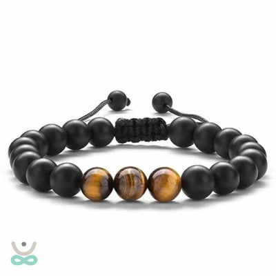 Pulsera ajustable de ojo de tigre y obsidiana: un amuleto de poder y protección