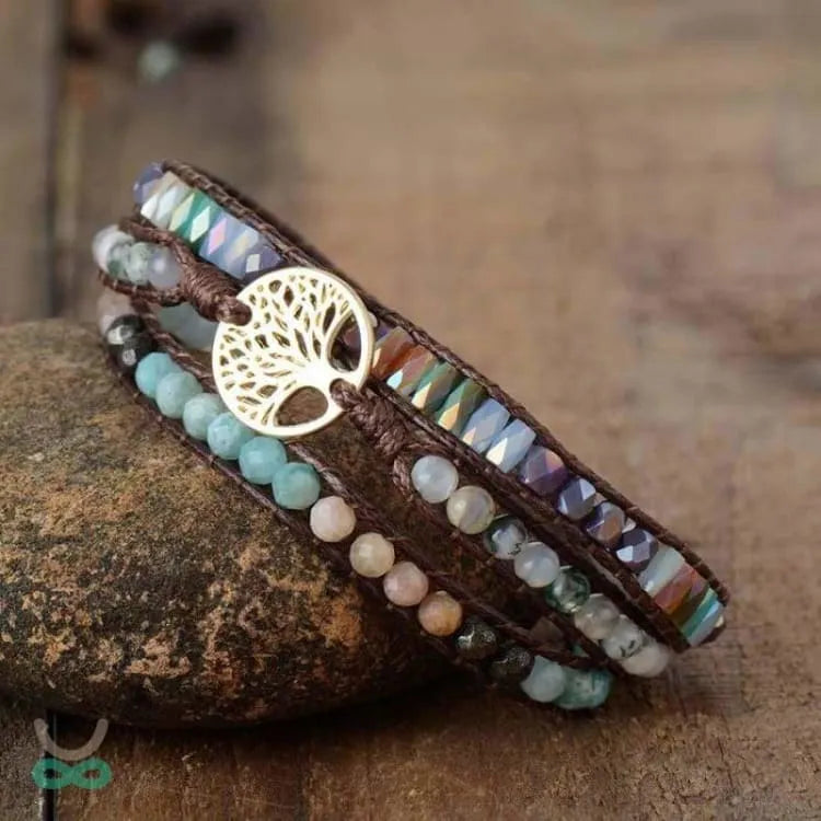 Pulsera árbol de la vida en piedra mixta
