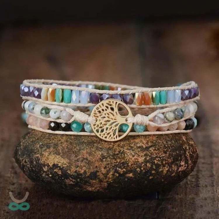 Pulsera árbol de la vida en piedra mixta
