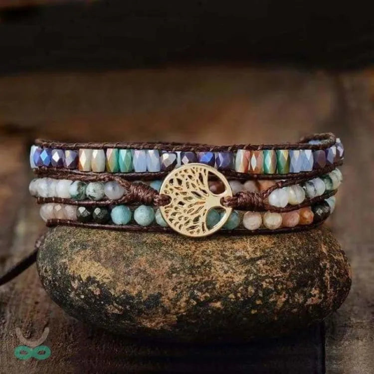 Pulsera árbol de la vida en piedra mixta