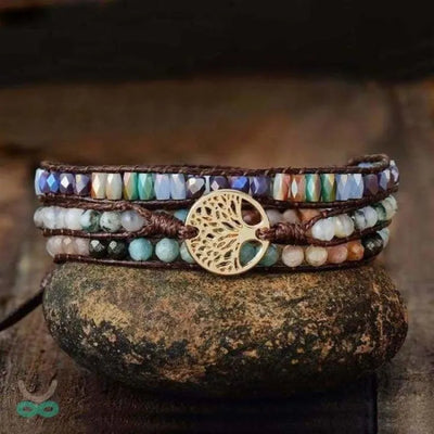 Pulsera árbol de la vida en piedra mixta
