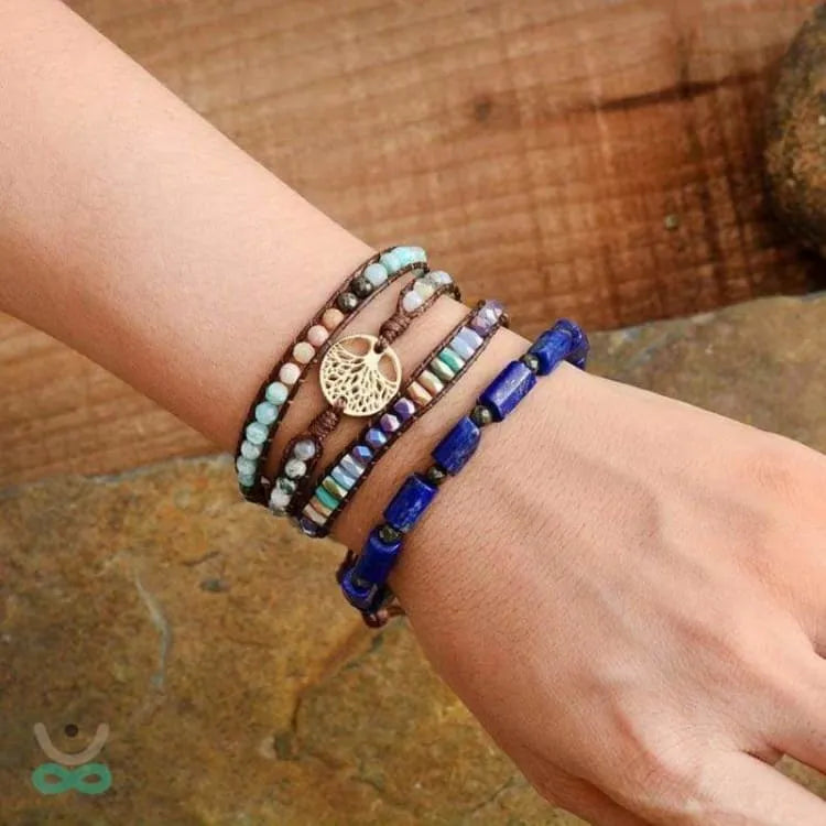 Pulsera árbol de la vida en piedra mixta