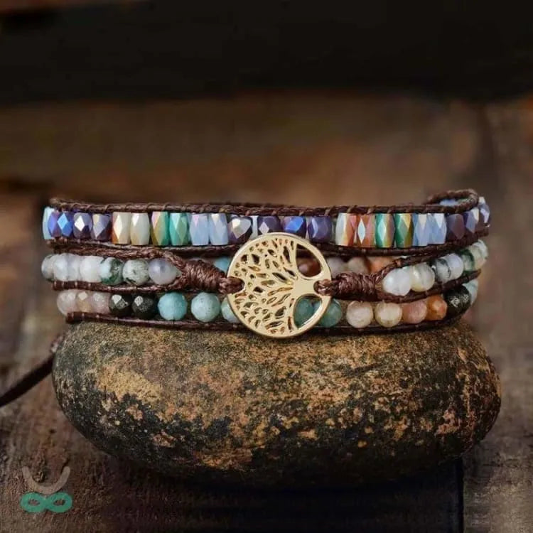 Pulsera árbol de la vida en piedra mixta