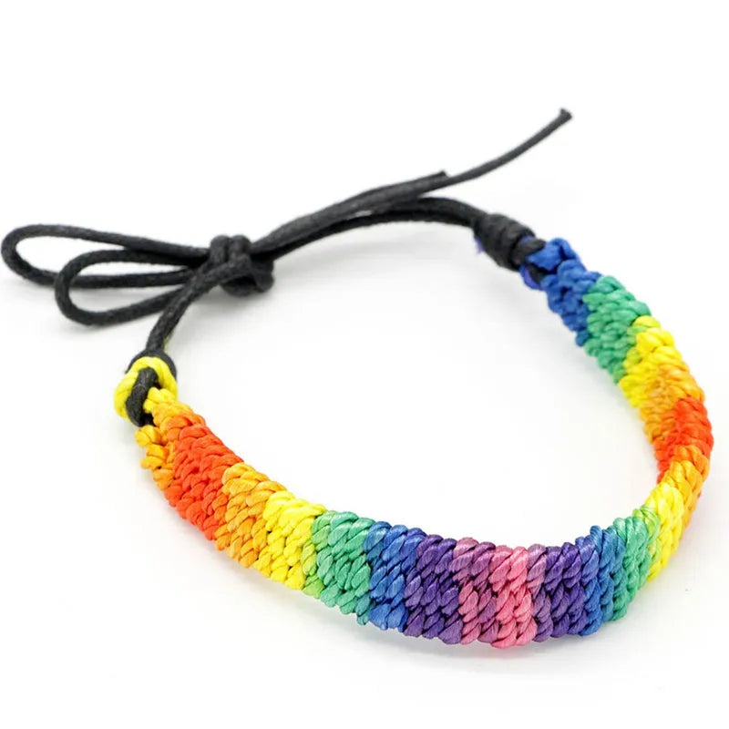 Pulsera brasileña con cuerda trenzada arco iris