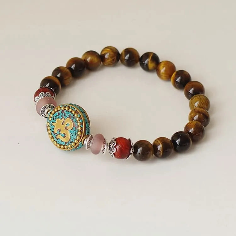 Pulsera budista con piedras de ojo de tigre