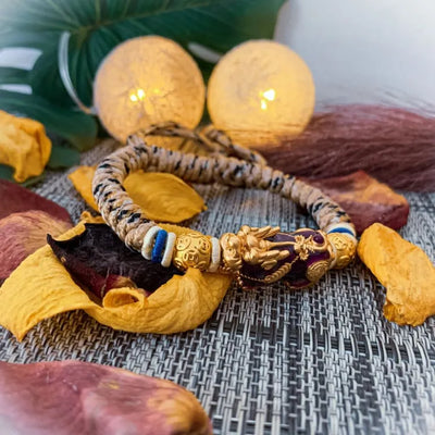 Pulsera de Coraje Budista con Pi Yao y Obsidiana – Protección, Riqueza y Transformación Personal