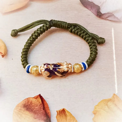 Pulsera de Coraje Budista con Pi Yao y Obsidiana – Protección, Riqueza y Transformación Personal