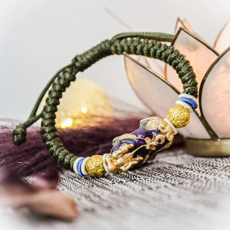 Pulsera de Coraje Budista con Pi Yao y Obsidiana – Protección, Riqueza y Transformación Personal