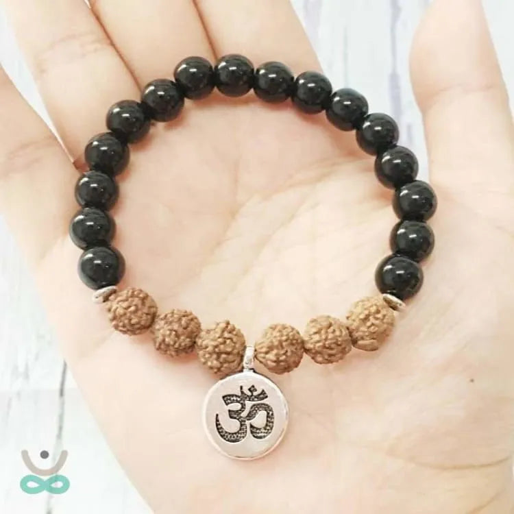 Pulsera de Protección y Equilibrio | Ónix y Rudraksha del Himalaya