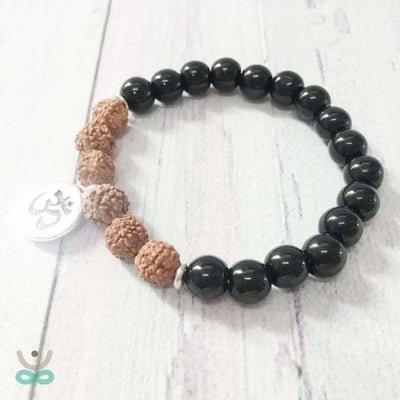 Pulsera de Protección y Equilibrio | Ónix y Rudraksha del Himalaya