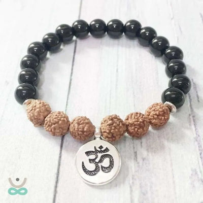 Pulsera de Protección y Equilibrio | Ónix y Rudraksha del Himalaya