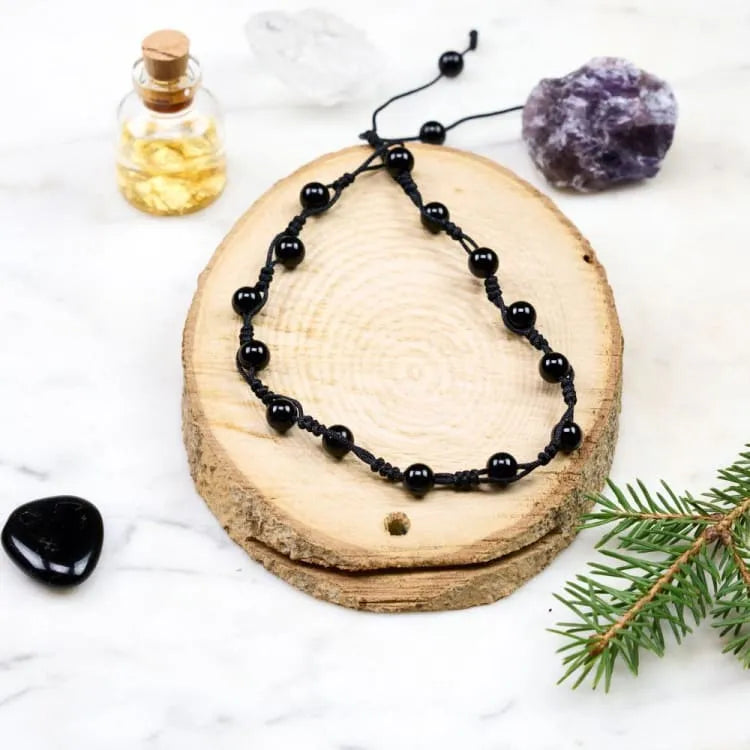Pulsera de Tobillo de Obsidiana – Protección y Serenidad en Cada Paso