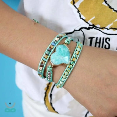 Pulsera de corazón de amazonita