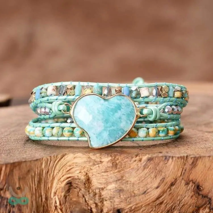 Pulsera de corazón de amazonita
