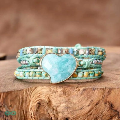 Pulsera de corazón de amazonita