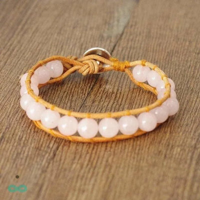 Pulsera de cuarzo rosa ajustable