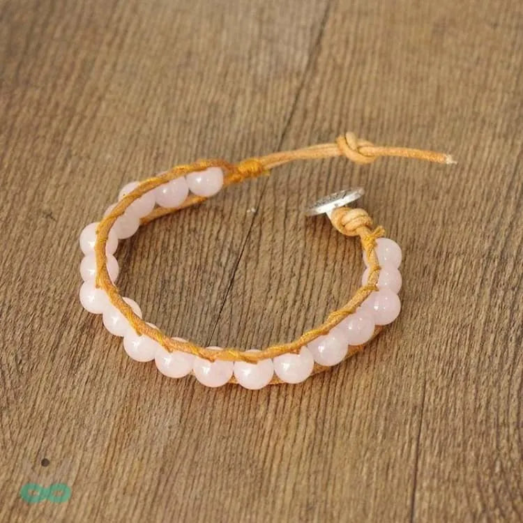 Pulsera de cuarzo rosa ajustable
