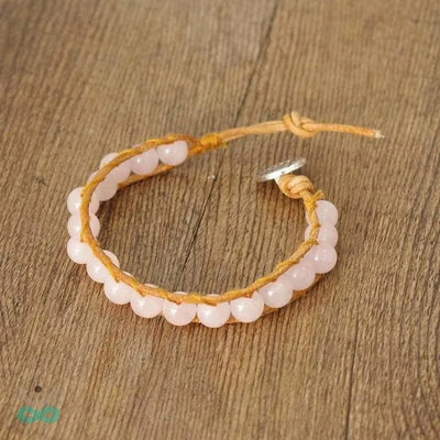 Pulsera de cuarzo rosa ajustable