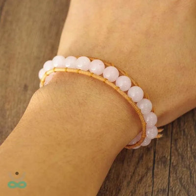 Pulsera de cuarzo rosa ajustable