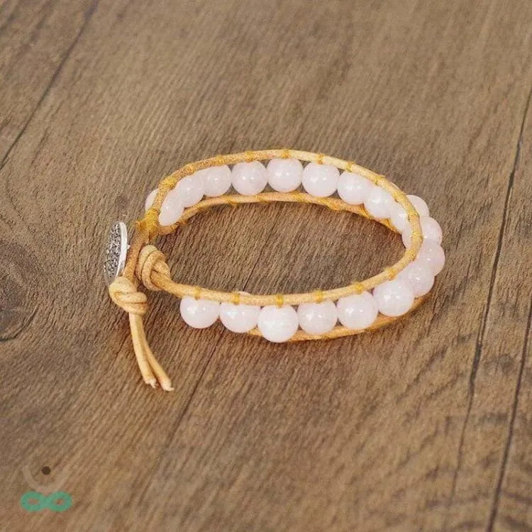 Pulsera de cuarzo rosa ajustable