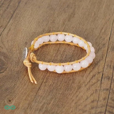 Pulsera de cuarzo rosa ajustable