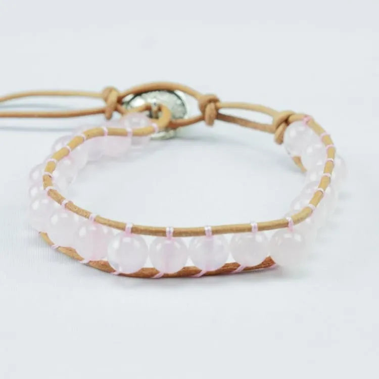 Pulsera de cuarzo rosa ajustable
