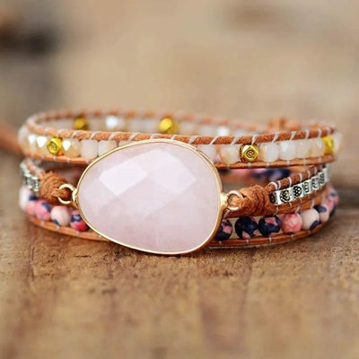 Pulsera de cuarzo rosa