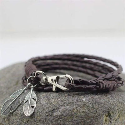 Pulsera de cuero de plumas de ángel
