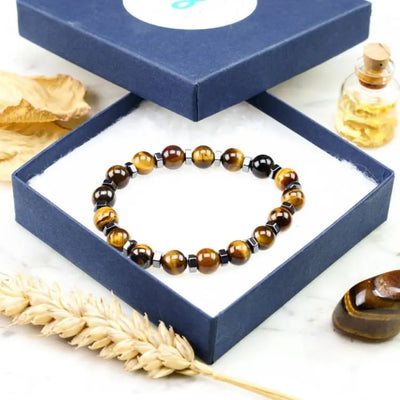 Pulsera de energía y aceite de tigre y hematita