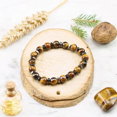 Pulsera de energía y aceite de tigre y hematita