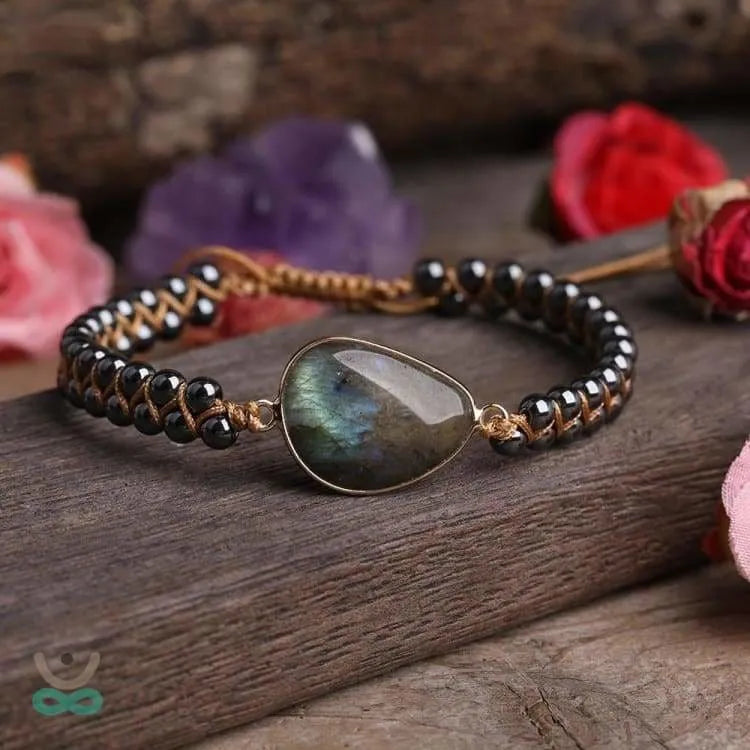 Pulsera de hematita y labradorita 'Aurora Boreal' - Energía protectora y equilibrio