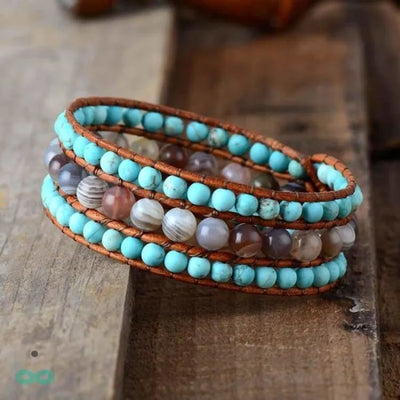 Pulsera de la paz en turquesa y perlas de jaspe