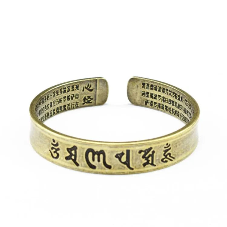 Pulsera de latón del Sutra del Corazón