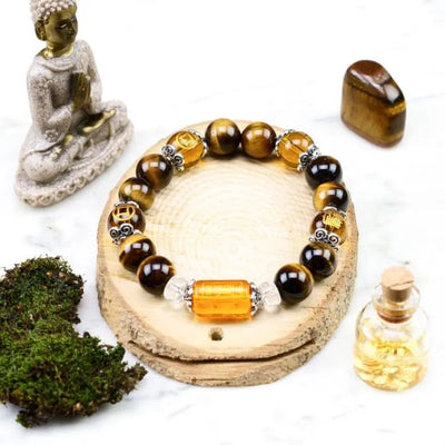 Pulsera de los 6 mantras en ojo de tigre