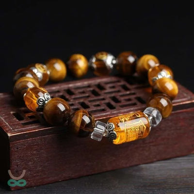 Pulsera de los 6 mantras en ojo de tigre