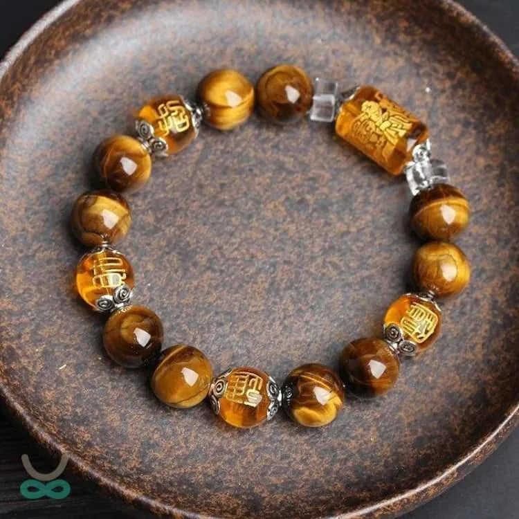 Pulsera de los 6 mantras en ojo de tigre