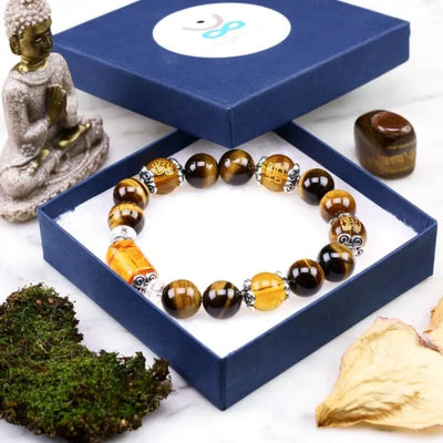 Pulsera de los 6 mantras en ojo de tigre