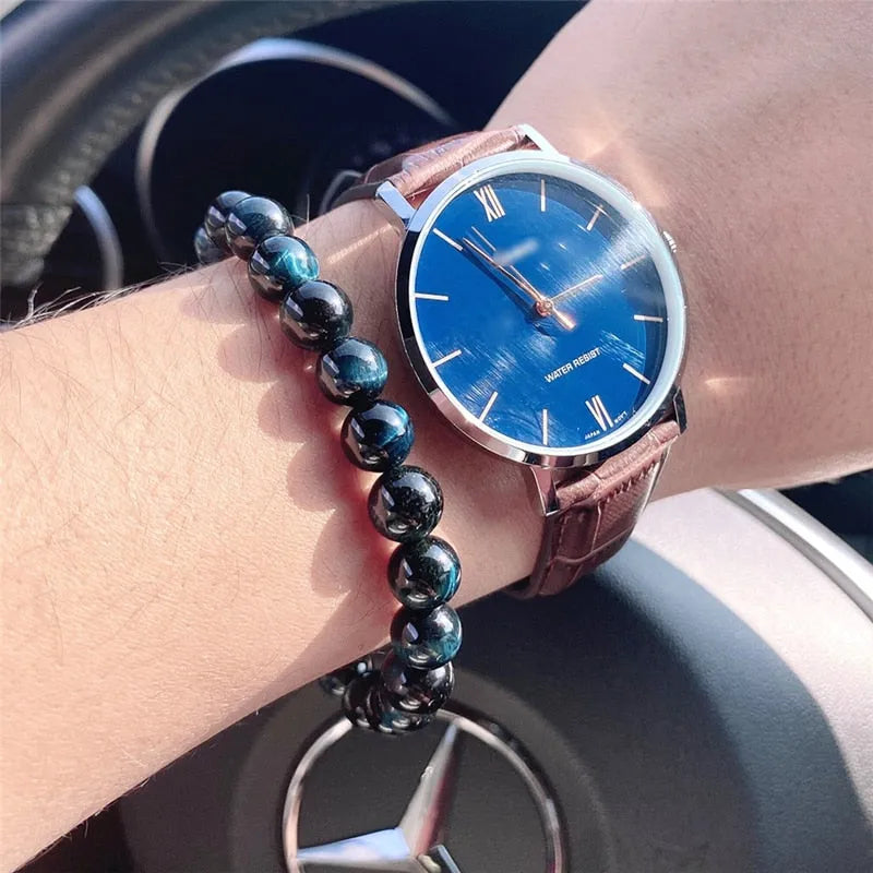 Pulsera de ojo de tigre azul para hombre