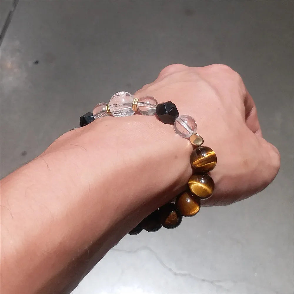 Pulsera de ojo de tigre con bola de cristal