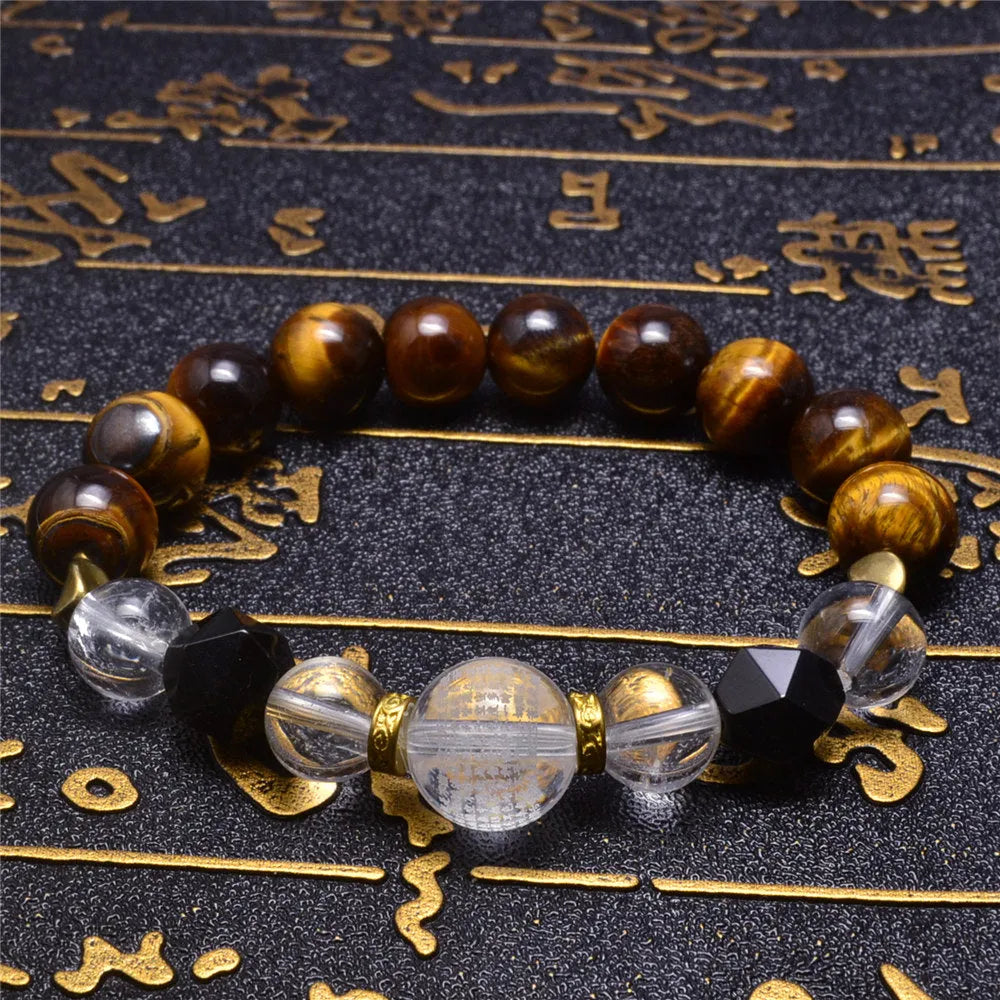 Pulsera de ojo de tigre con bola de cristal