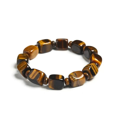 Pulsera de ojo de tigre con piedras cuadradas