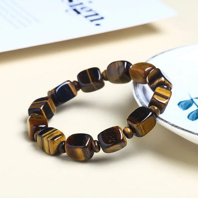 Pulsera de ojo de tigre con piedras cuadradas