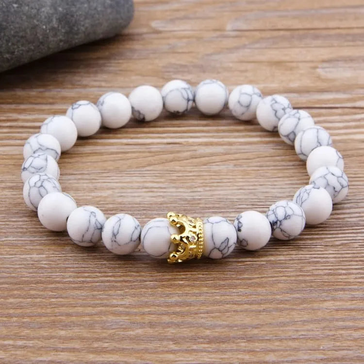 Pulsera de pareja con piedra de lava y ónix mate