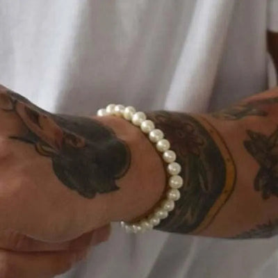 Pulsera de perlas blancas para hombres