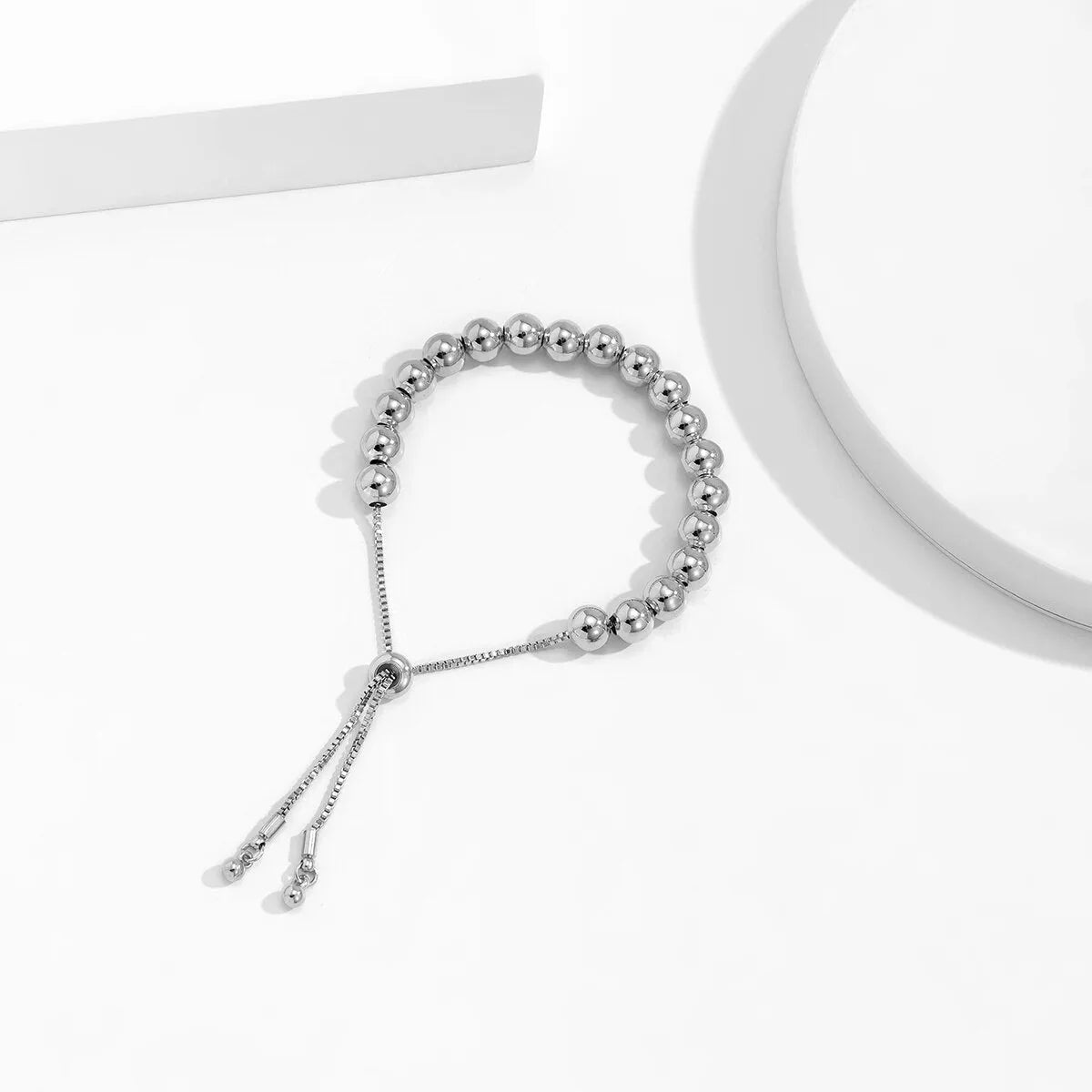 Pulsera de perlas para hombre color plata