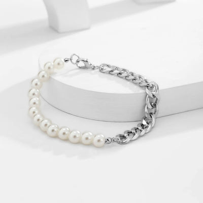 Pulsera de perlas para hombre con cadena resistente
