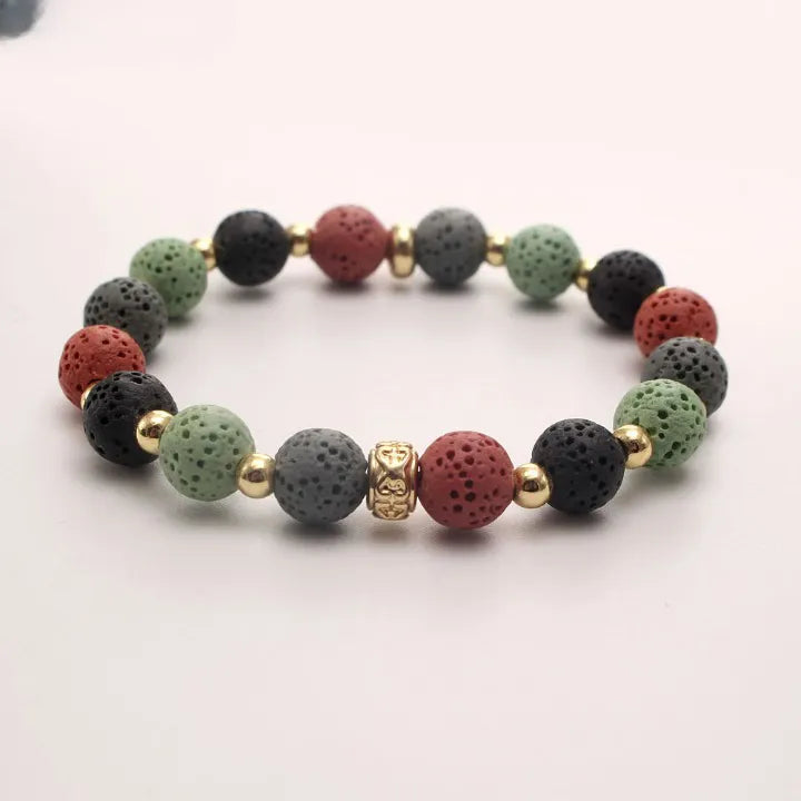 Pulsera de piedra de lava colorida estilo bohemio